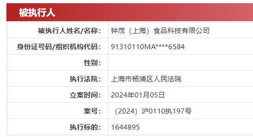 鐘薛高子公司被執行超164萬